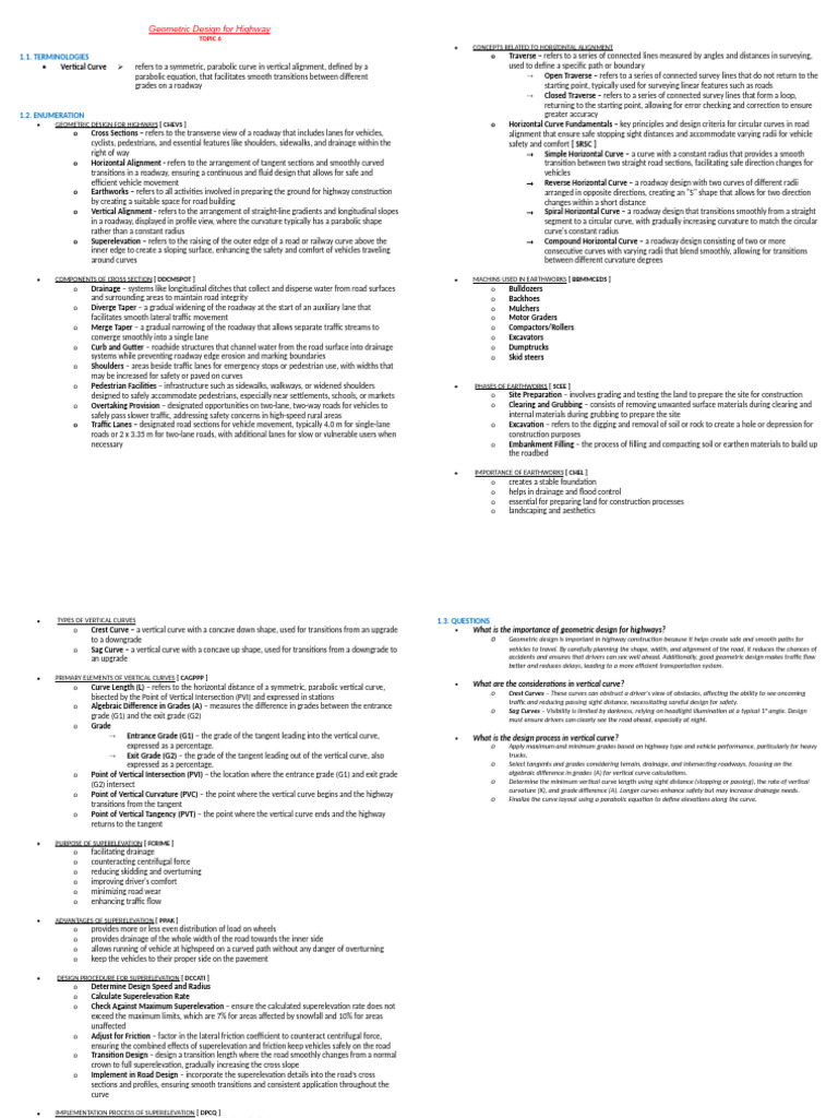 Topic 6 Geometric Design For Highway Pdf Road Transport