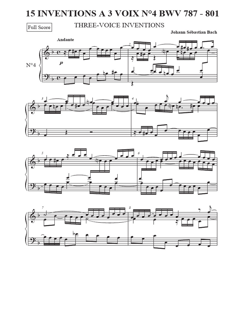 Johann Sebastian Bach - Invention À 3 Voix N°4 | PDF