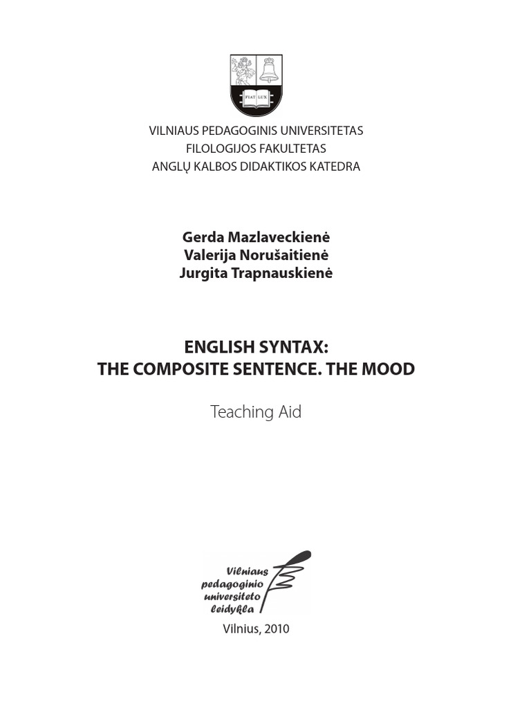 English Syntax: Composite Sentences Guide | PDF | Sentence (Linguistics ...