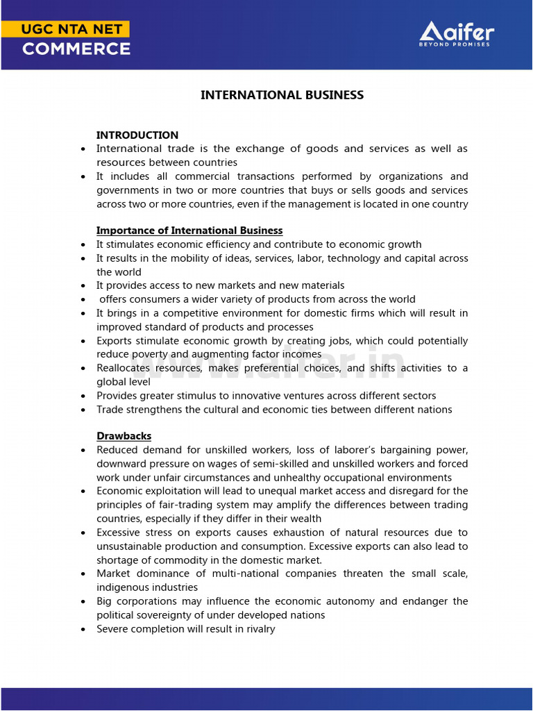 International Business - Commerce | PDF