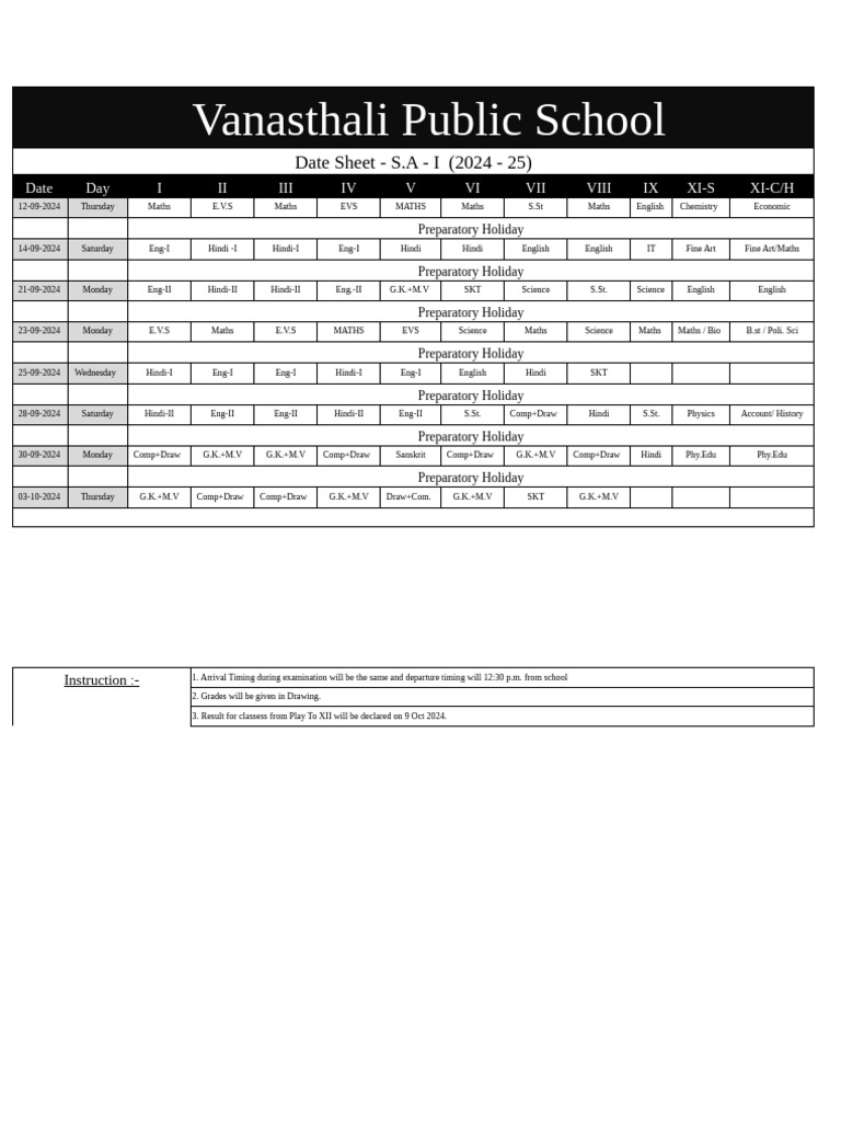 Date Sheet | PDF