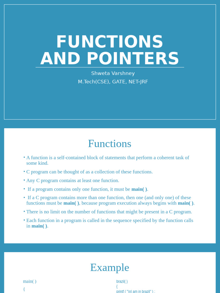 Functions and POinters | PDF