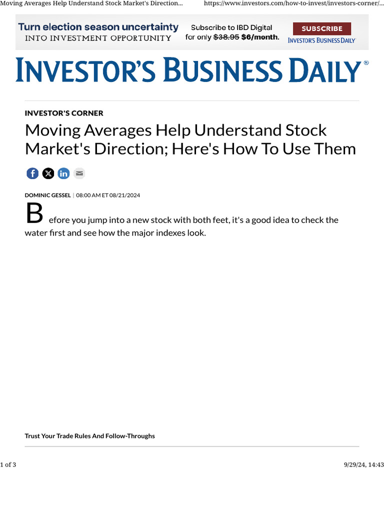 IBD - MA Help Understand Stock Markets Direction | PDF | Moving Average ...