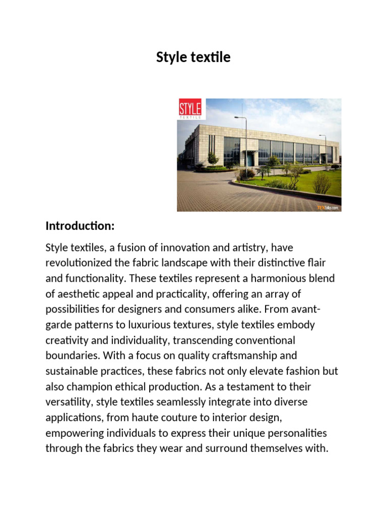 Style Textile-1 | PDF | Occupational Safety And Health | Textiles
