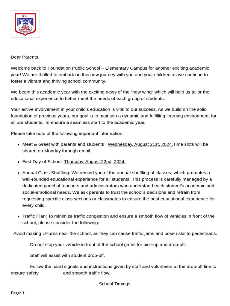 Welcome Back To School Pdf