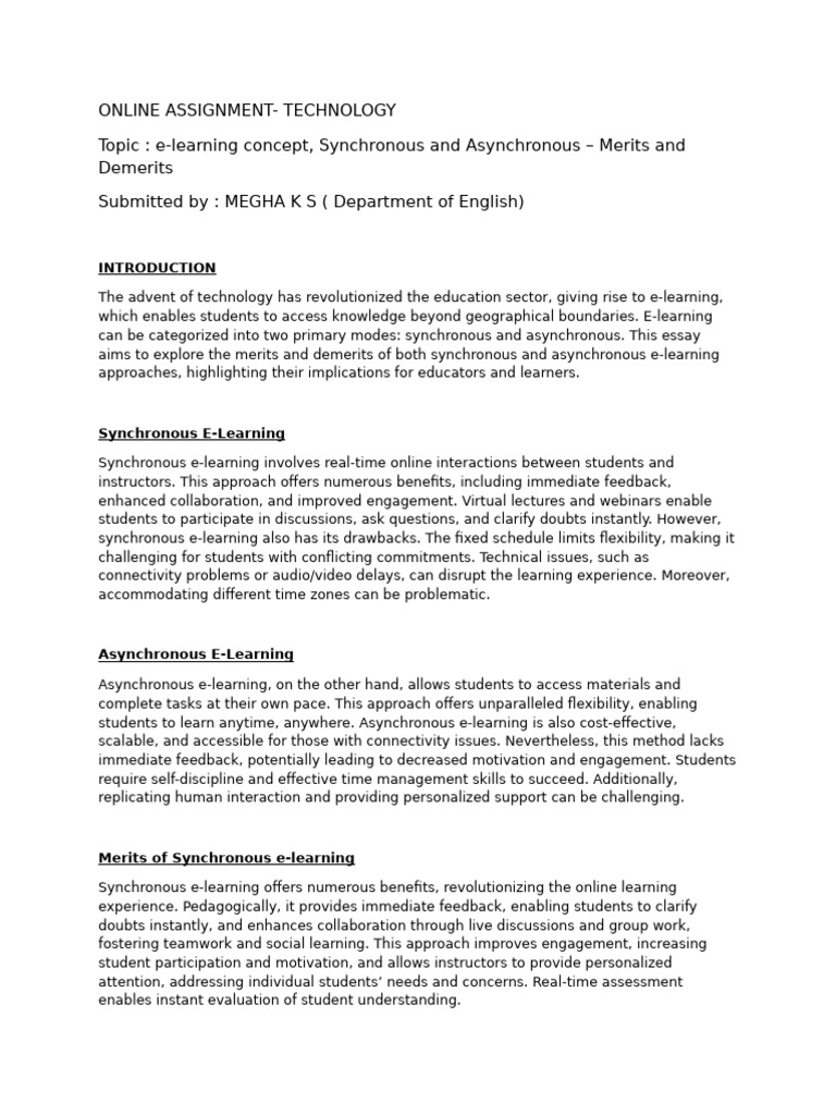 Technology Online Assignment - Megha | PDF | Educational Technology ...
