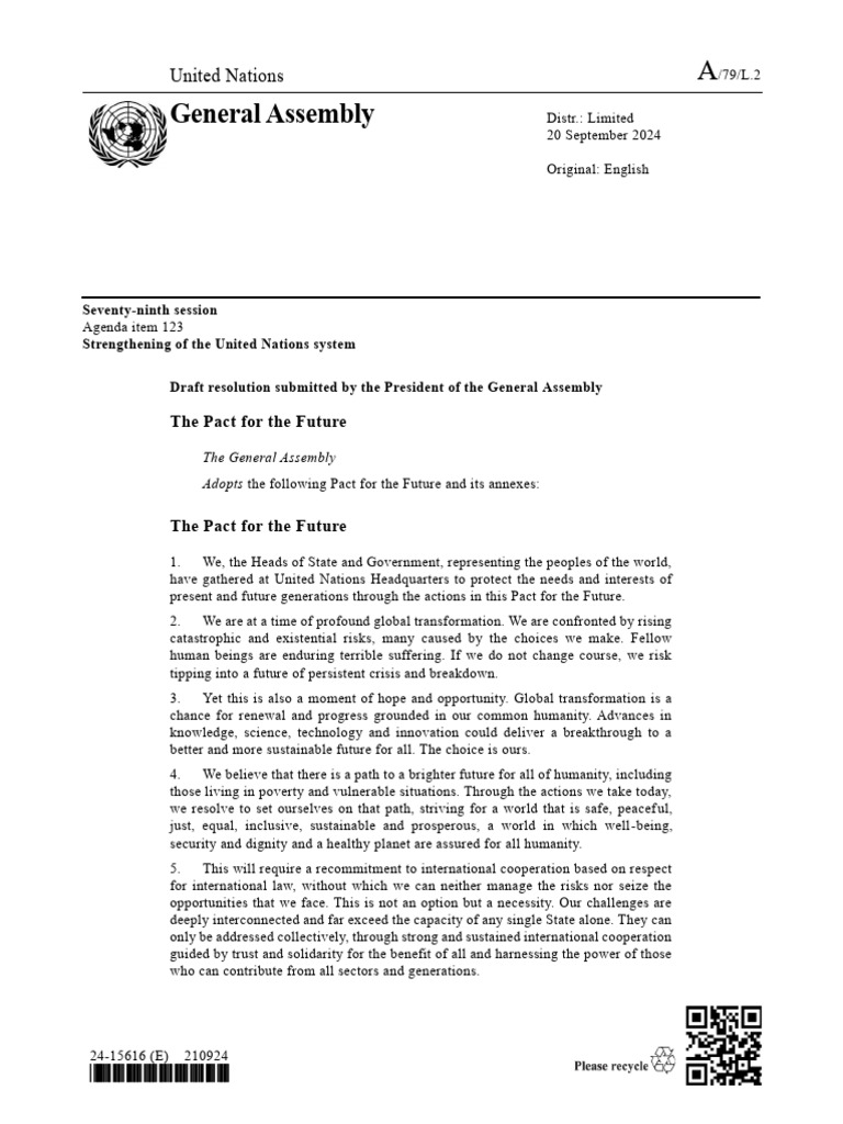 UN Pact For Future | PDF