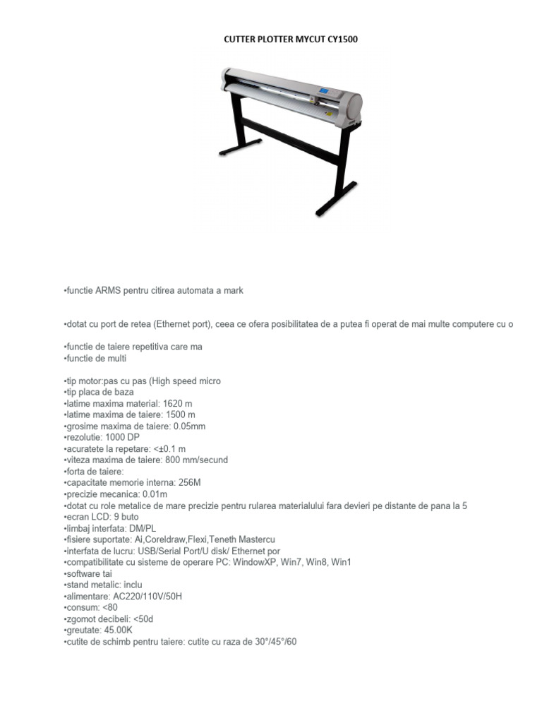 Cutter Plotter CY1500 | PDF
