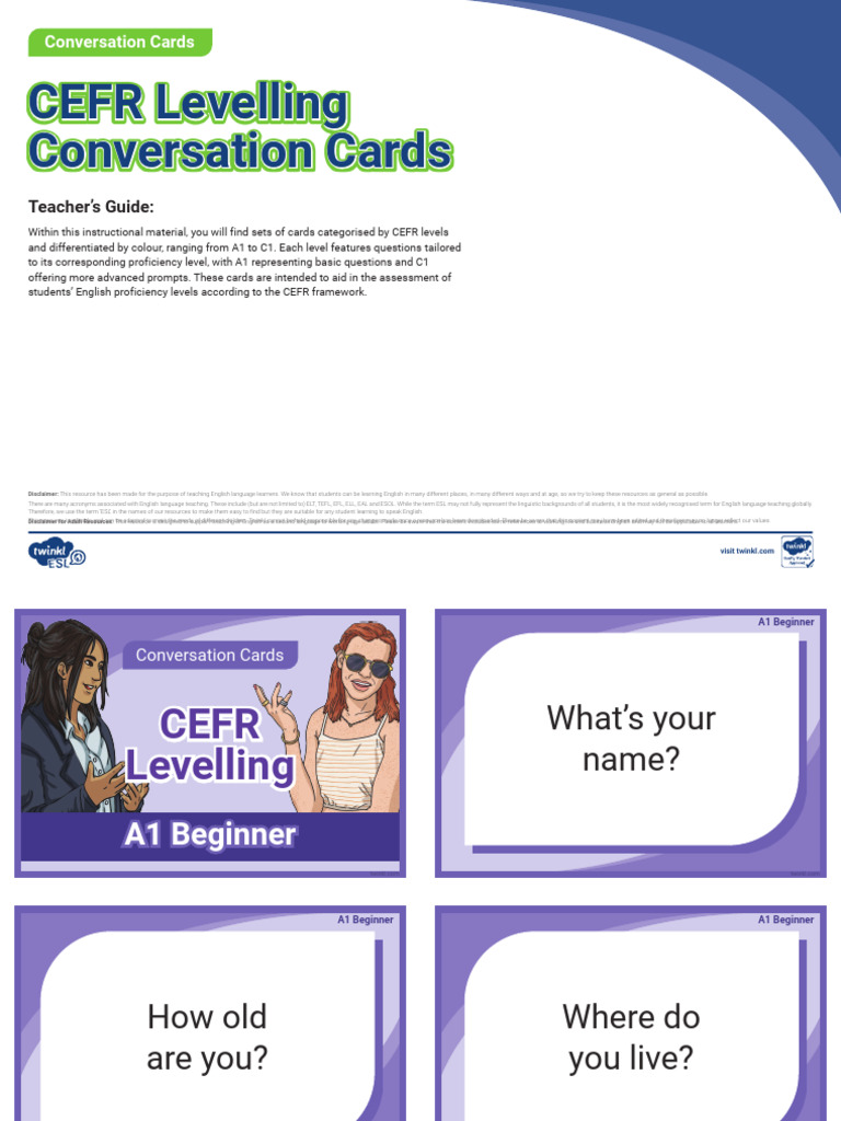 Ccefr Levelling Conversation Cards Adults | PDF