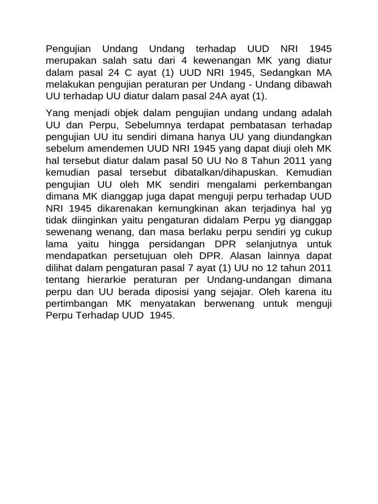 Pengujian UU dan Perpu oleh MK NRI | PDF