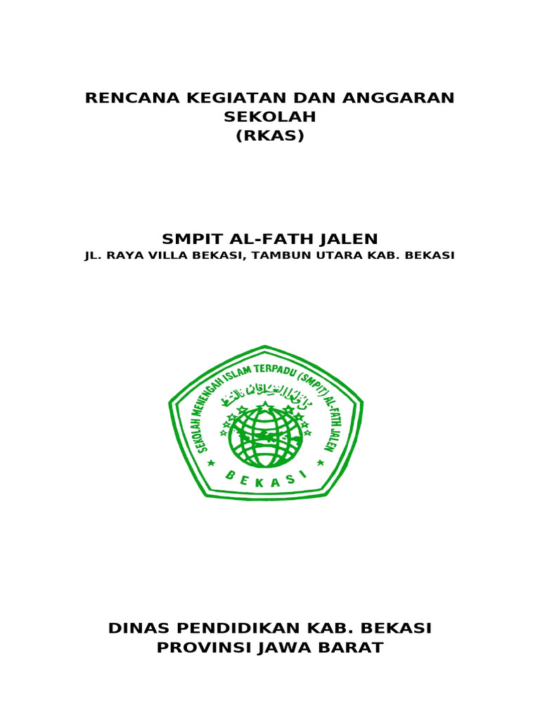 Cover Rencana Kegiatan Dan Anggaran Sekolah | PDF
