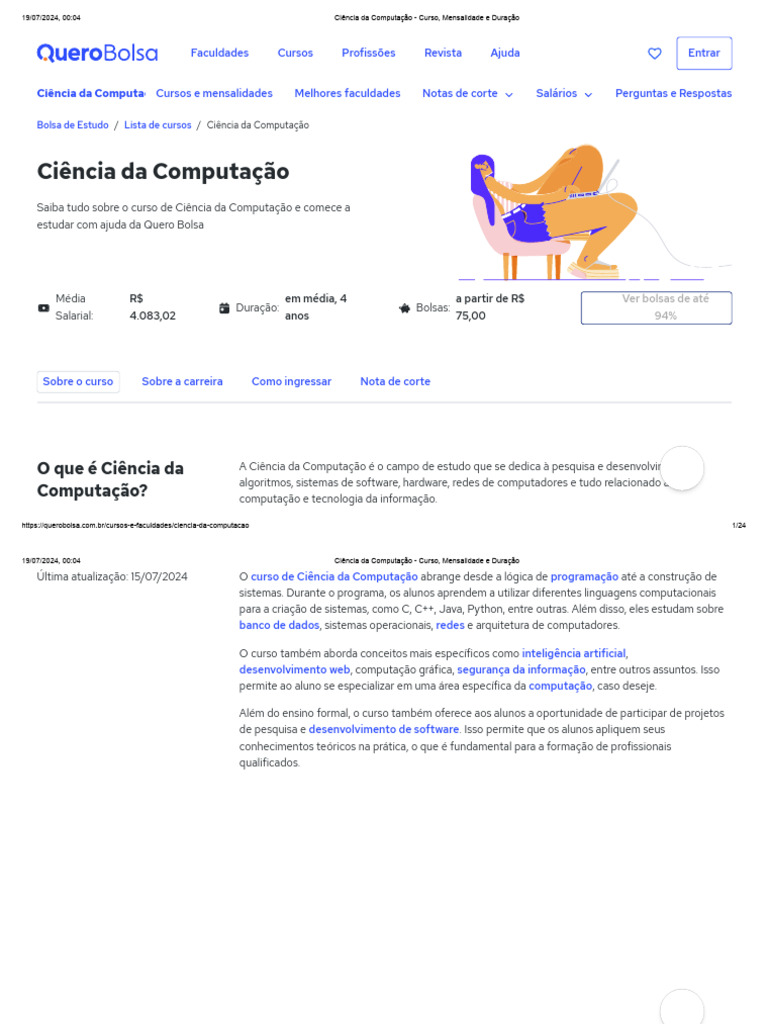 Ciência Da Computação - Curso, Mensalidade e Duração | PDF
