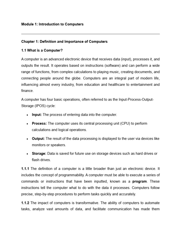 Module 1 - Introduction To Computers | PDF