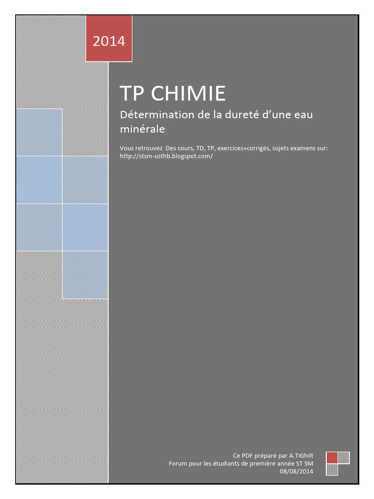 TP n7 Determination de La Durete Dune Eau Minerale | PDF
