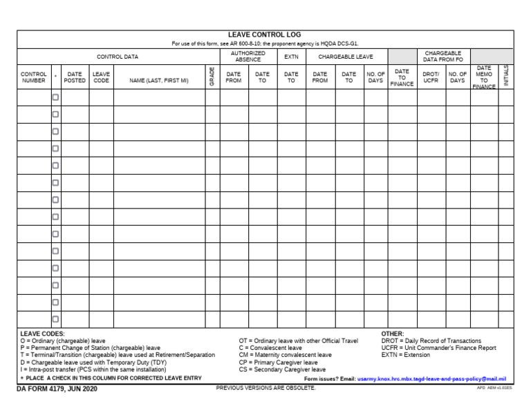 Leave control log arn30007 da form 4179 000 efile 1 pdf
