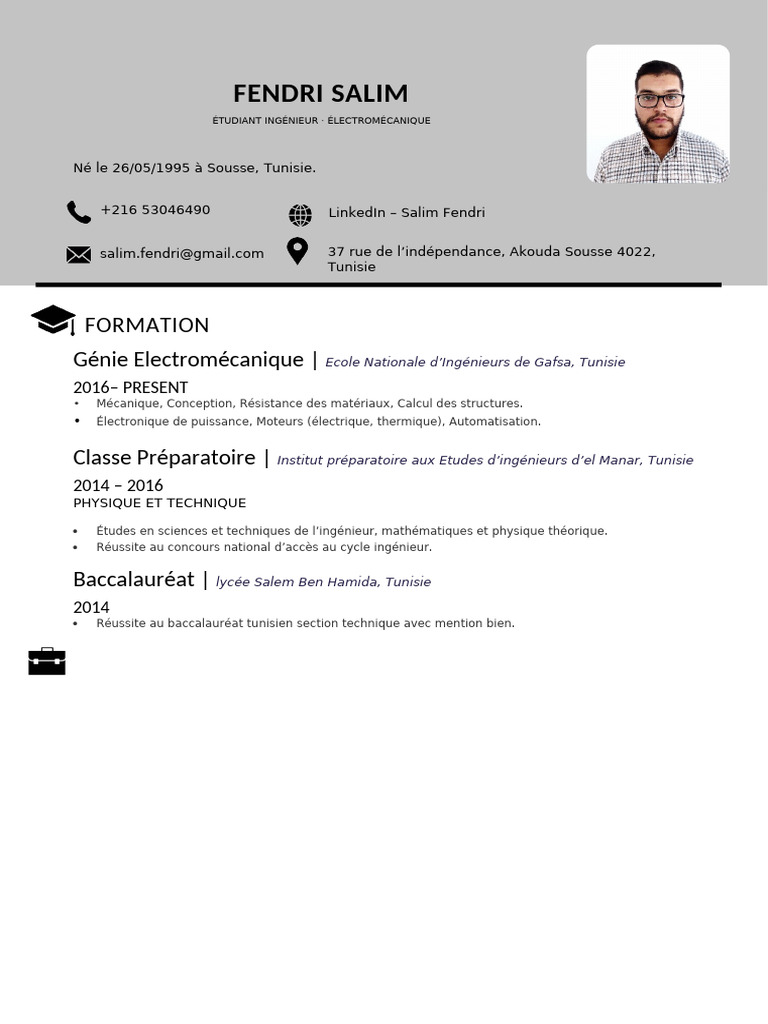 CV Salim - Fendri - FR | PDF