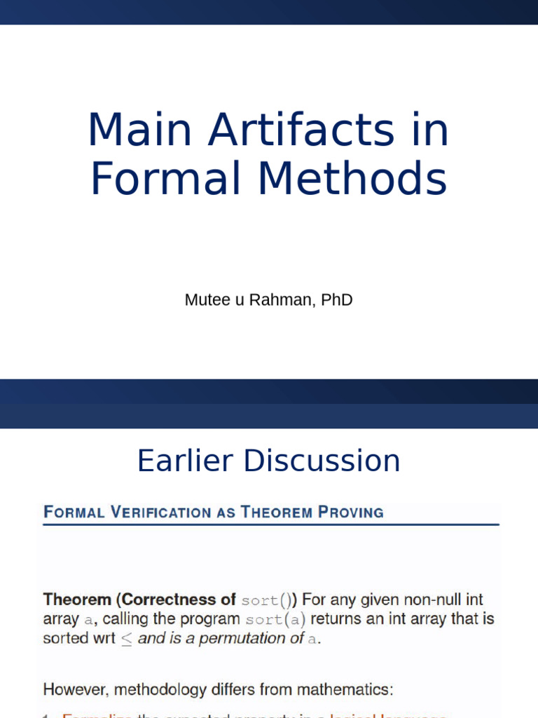 Main Artifacts in Formal Methods | PDF