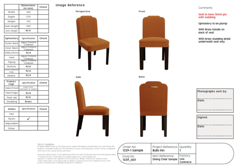1239 Sample Chair Bespoke Quality Control - Lisa Contract | PDF