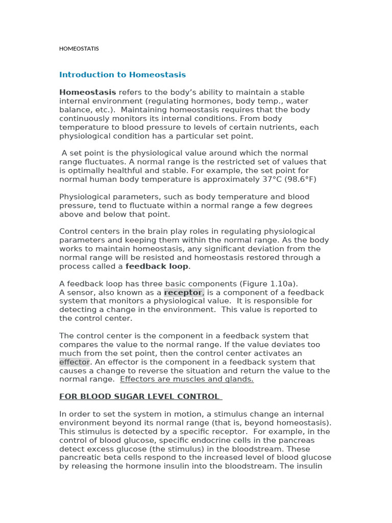 Homeostatis Details | PDF