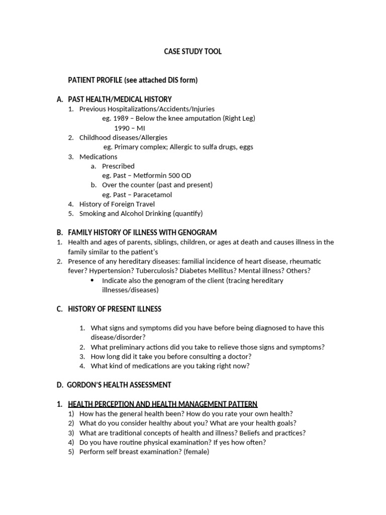Gordons Health Assessment Tool | PDF