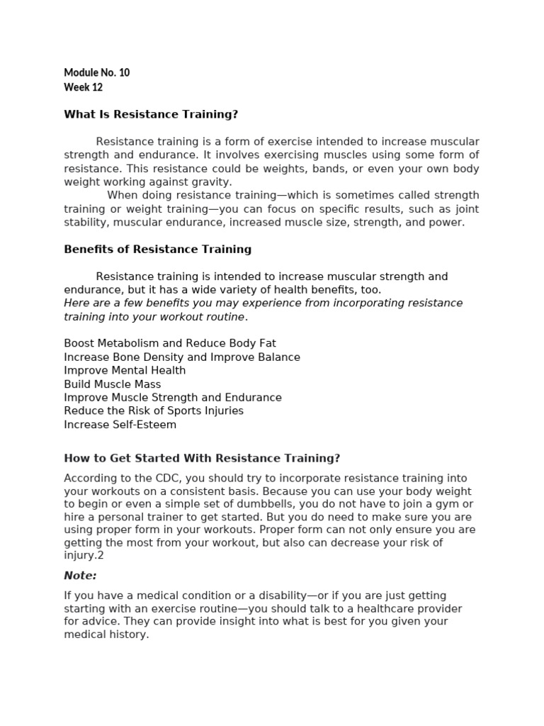 Resistance Training | PDF