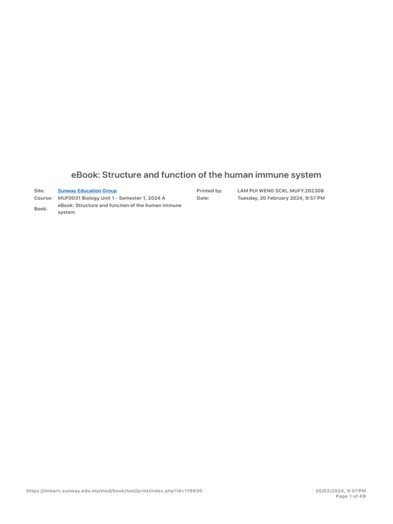 Ebook - Structure and Function of The Human Immune System Sunway ...