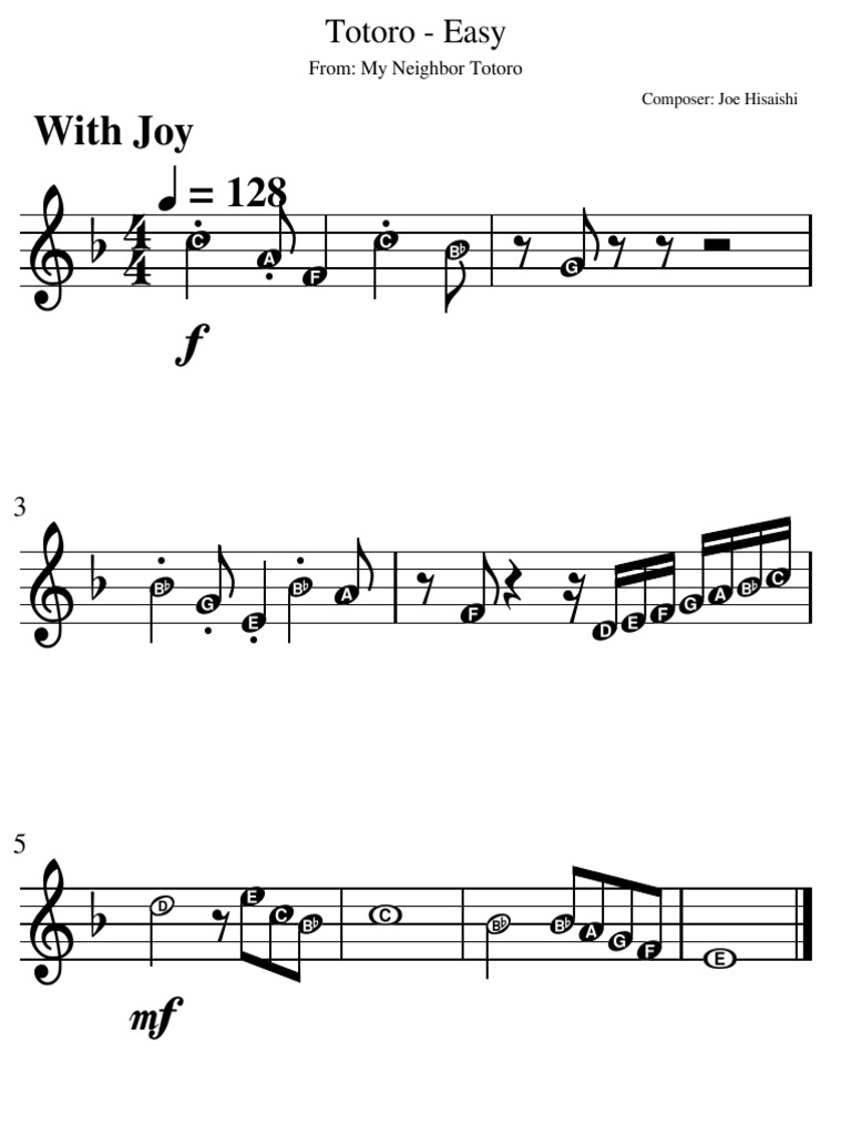 Totoro melody main theme pdf