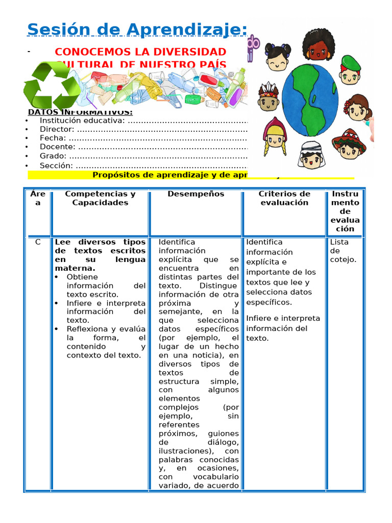 Diversidad Cultural en el Perú: Aprendizaje | PDF | Crecimiento ...