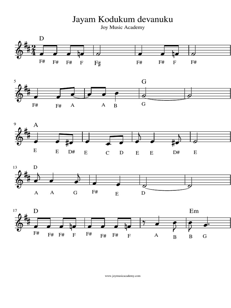 Jayam Kodukum Devanuku Keyboard Western Notes Chords Tamil Christian ...
