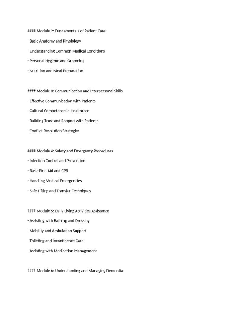 Modules For Care Giver | PDF