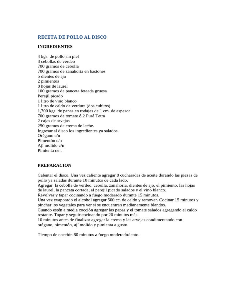 Pollo Al Disco PDF