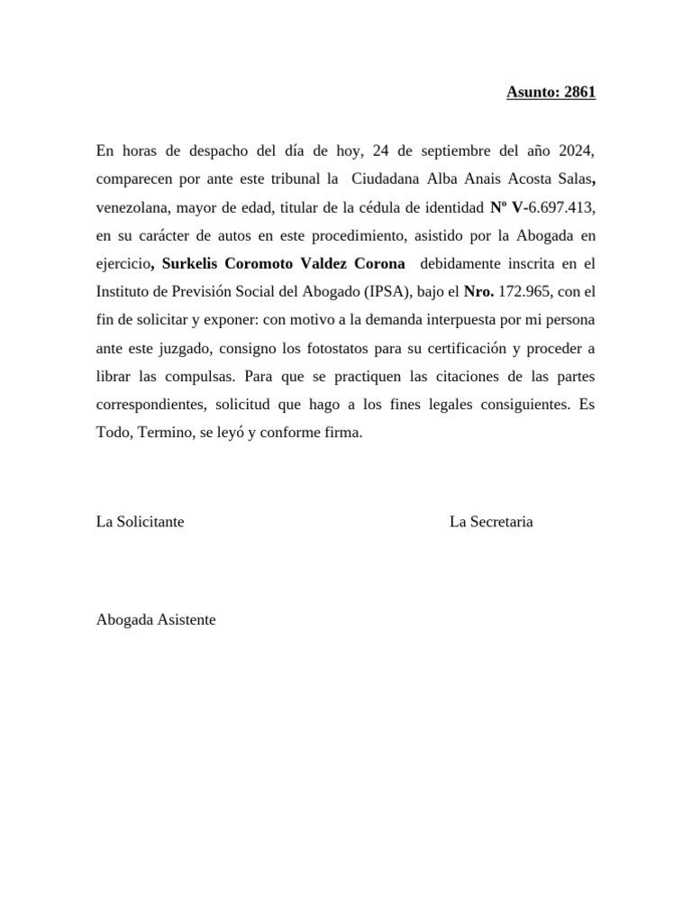 Solicitud de Compulsa | PDF
