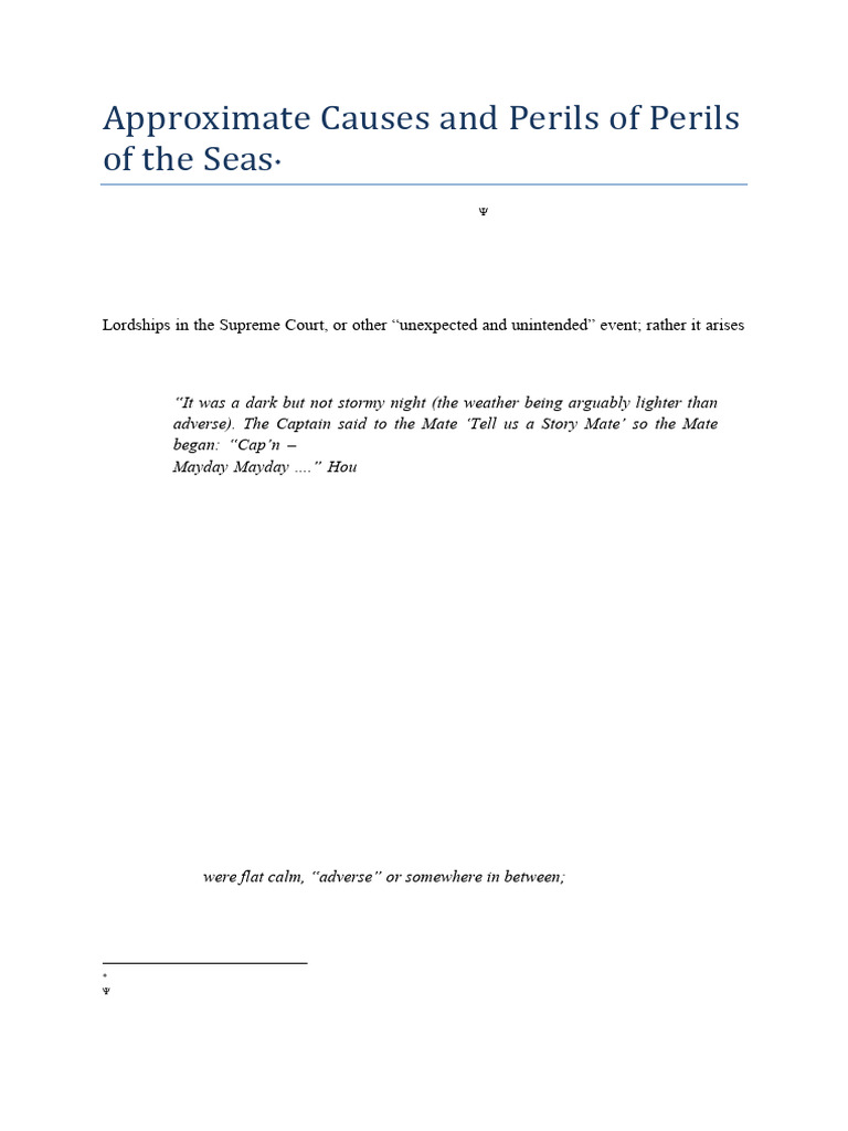 Approximate Causes and Perils of Perils of Perils of The Sea | PDF