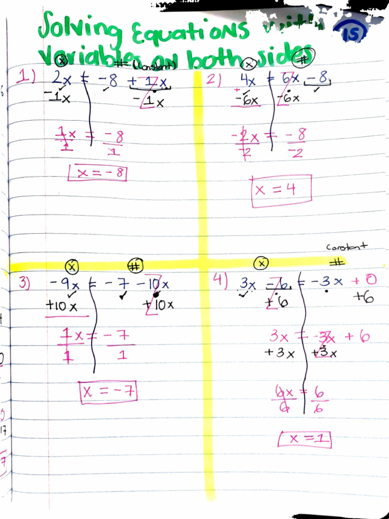 Equations With Variables On Both Sides - P1 | PDF