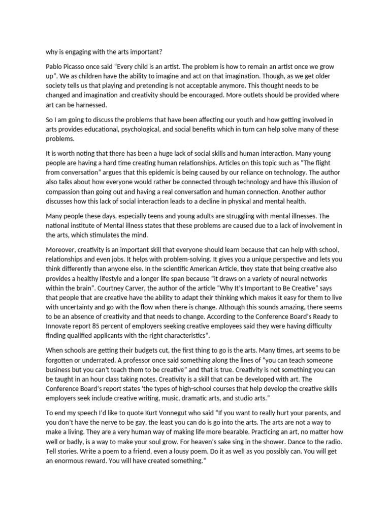 Why Everyone Should Get Involved in The Arts PDF