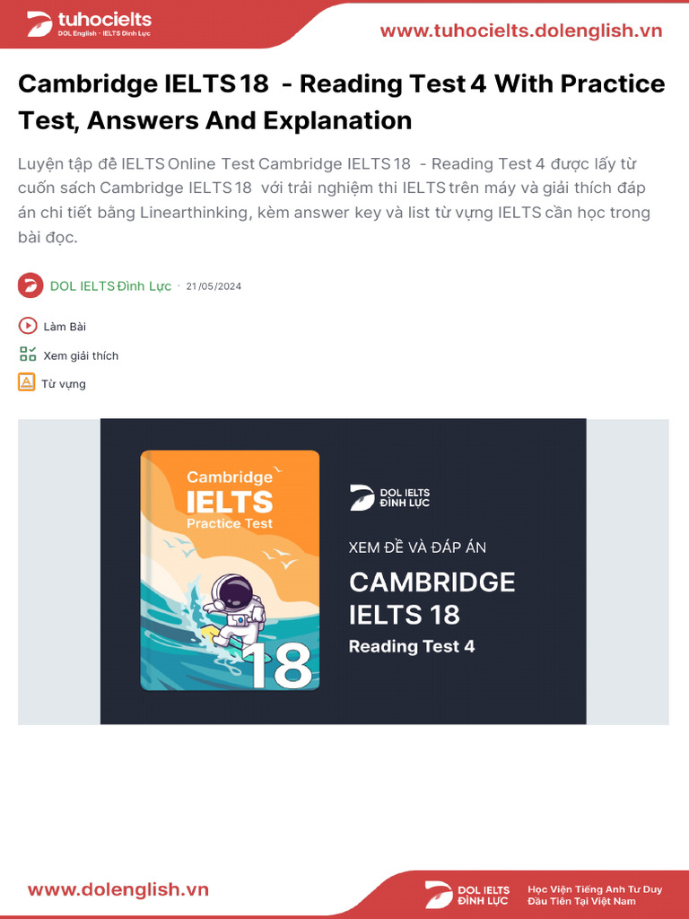 CAM 18 - Reading Test 4 | PDF