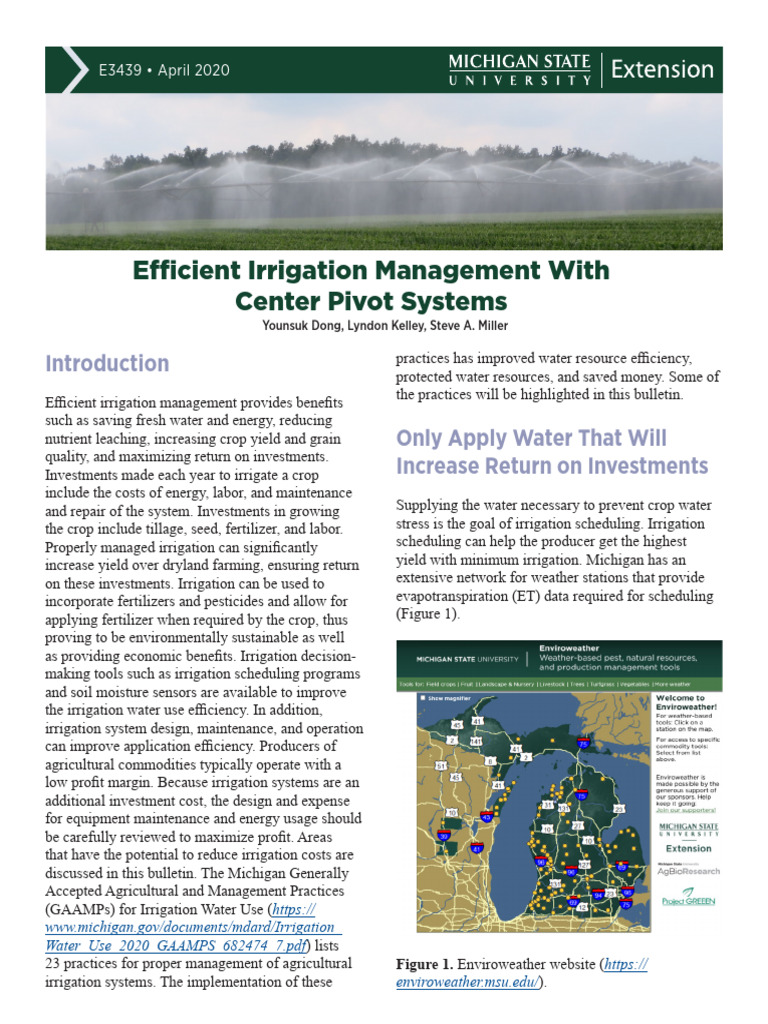 Efficient Irrigation Management With Center Pivot Systems | PDF