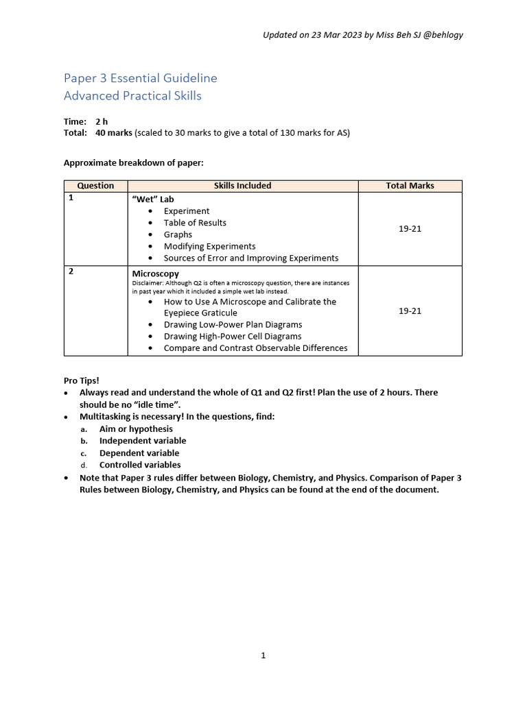 Paper 3 Essential Guideline | PDF