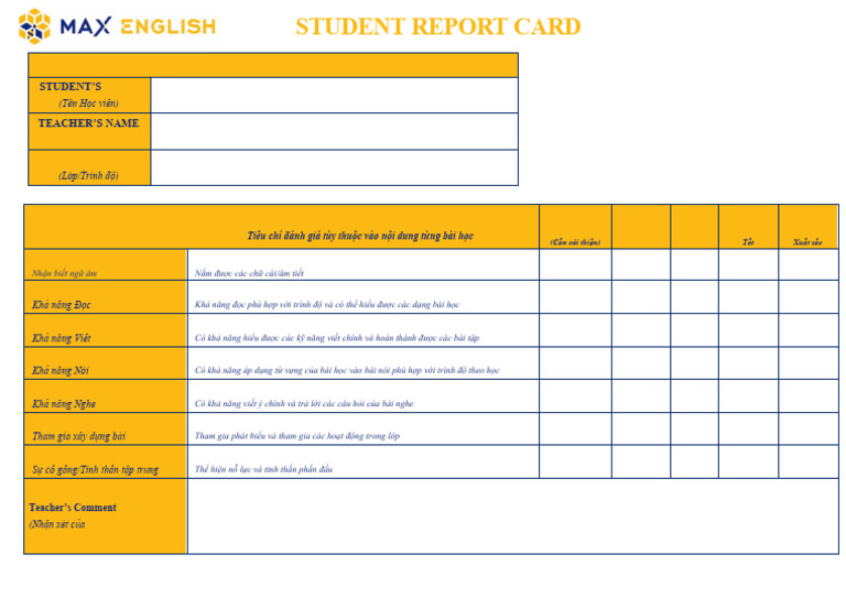 Max - Student Report Card 2.0 | PDF
