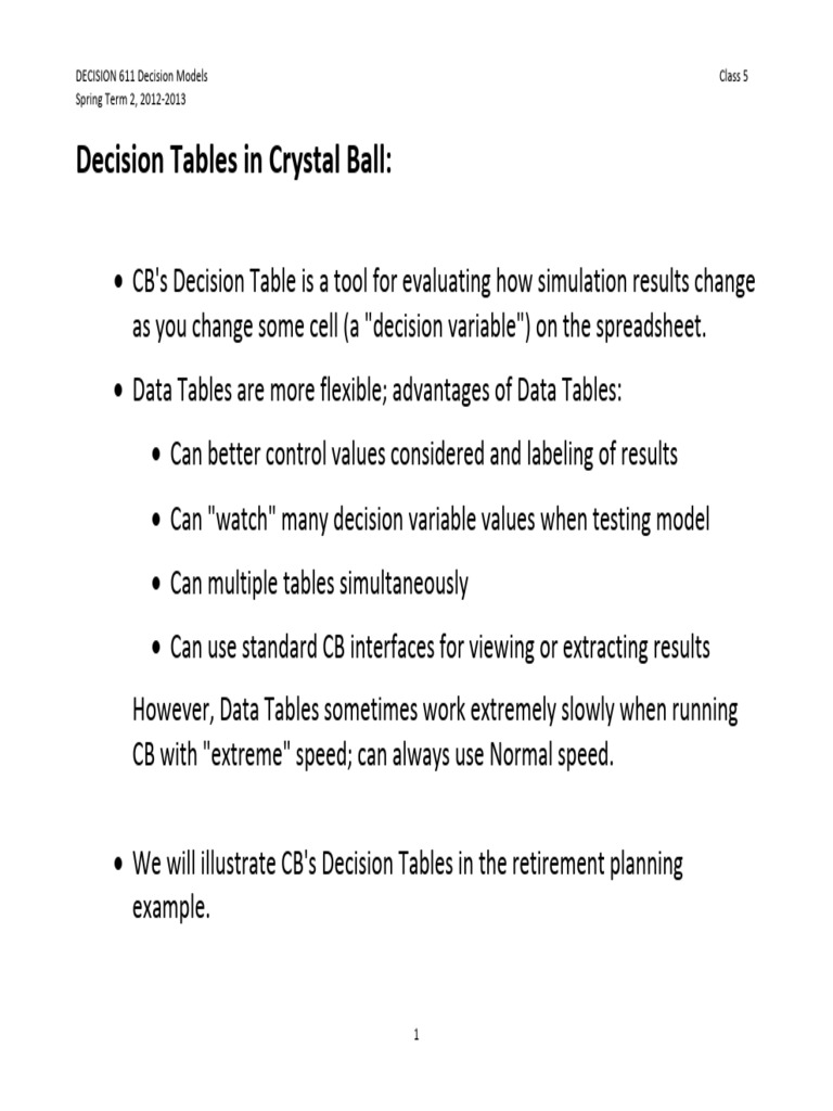 Decision Tables 2013a | PDF