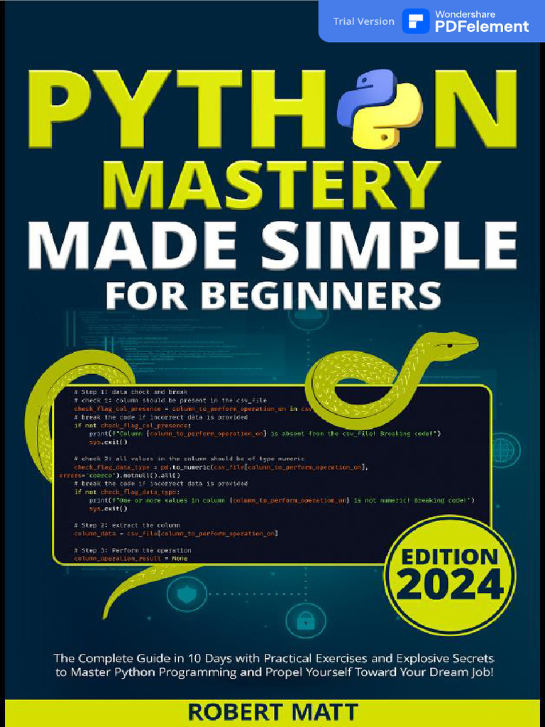 PDF - Python Mastery Made Simple For Beginners | PDF