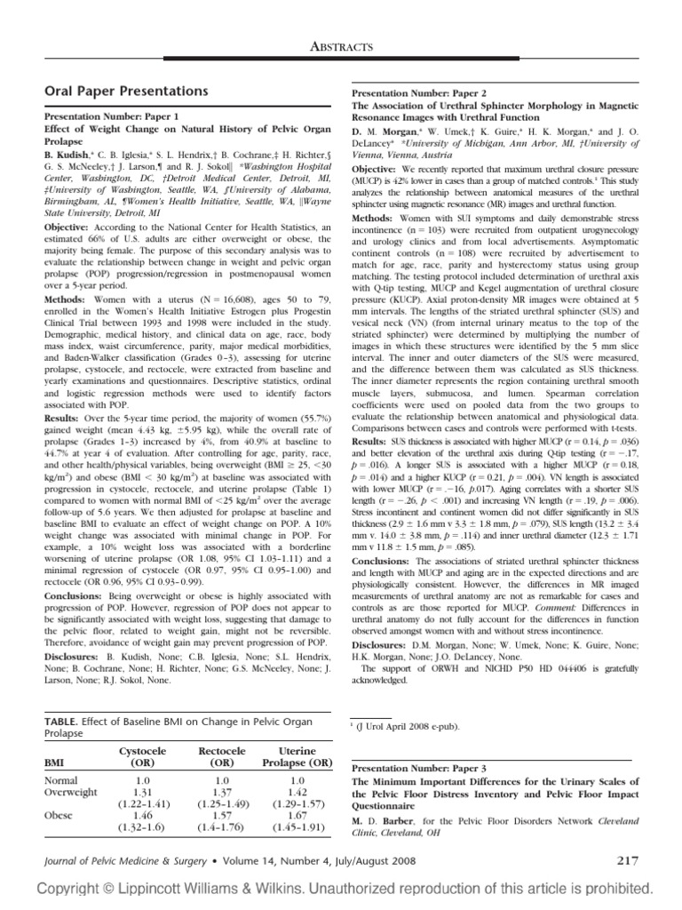 DeLancey AUGS Pres 2008 PDF Urinary Incontinence Linkage