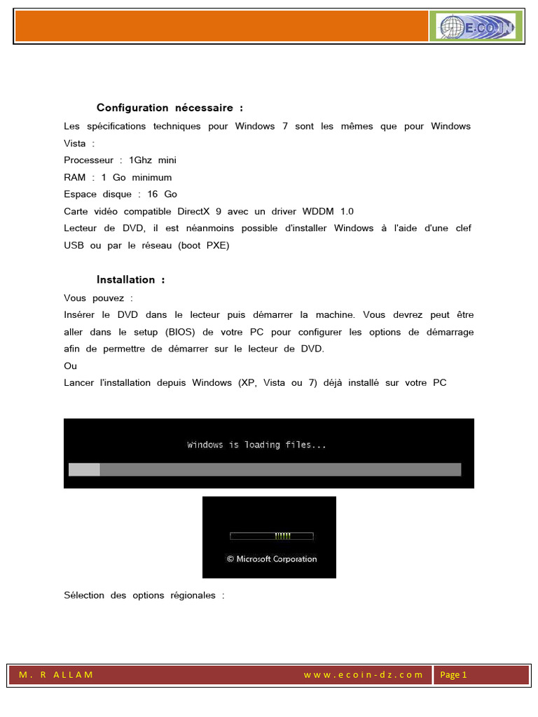 Installation de Windows 7 | PDF