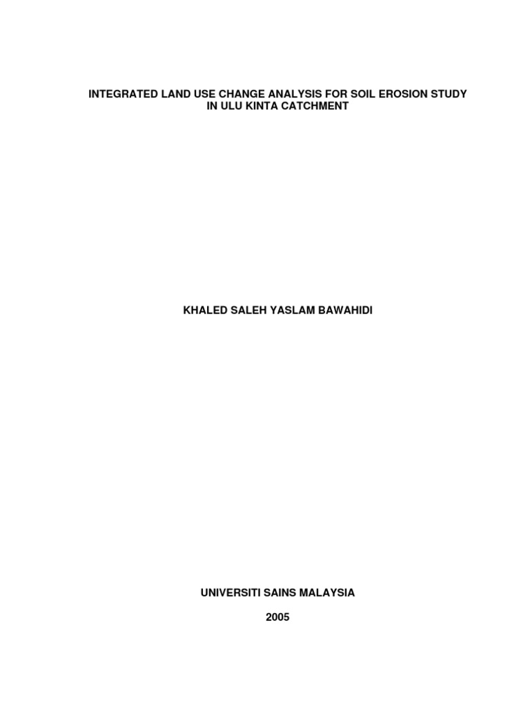 Land Use Change and Soil Erosion Analysis | PDF | Remote Sensing ...