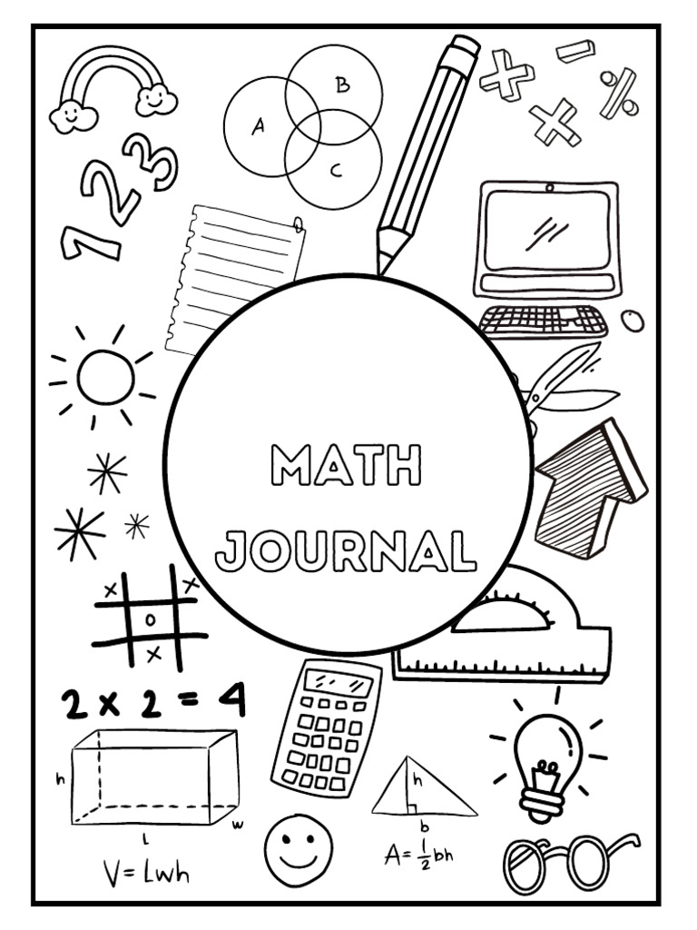 Black and White Simple Doodle Math Digital Notebook Cover | PDF