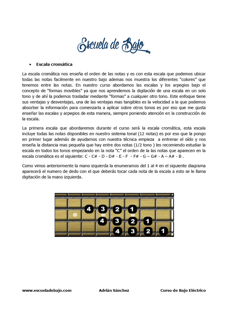 Escuela de Bajo Escala Cromática | PDF
