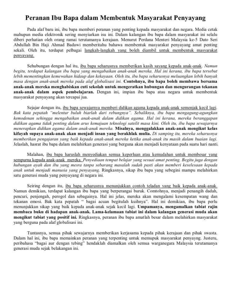 Peranan Ibu Bapa Dalam Membentuk Masyarakat