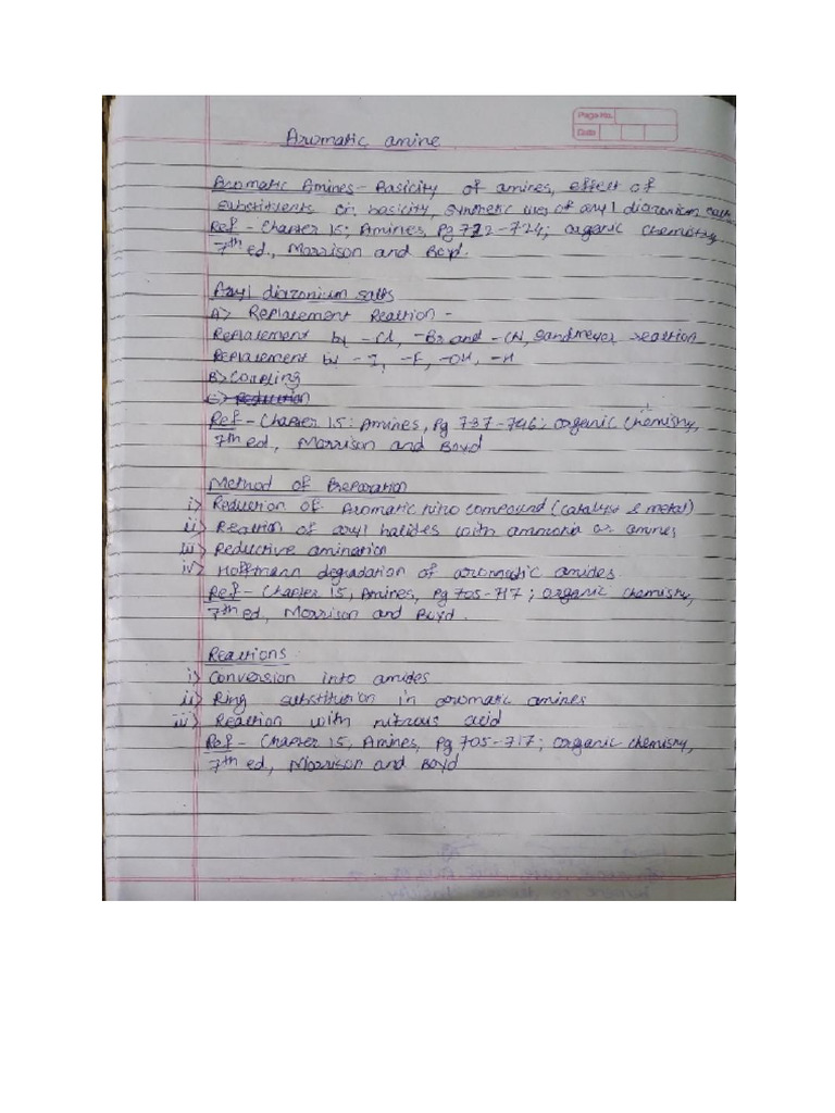 Aromatic Amines Notes | PDF