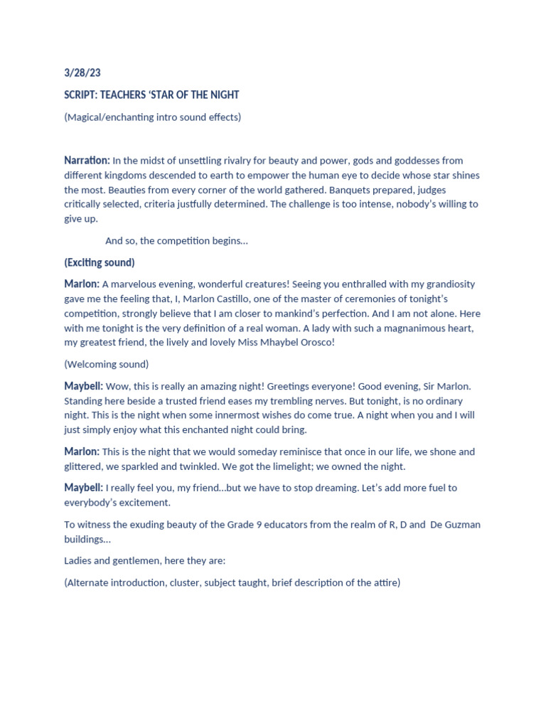 Script Teachers | PDF