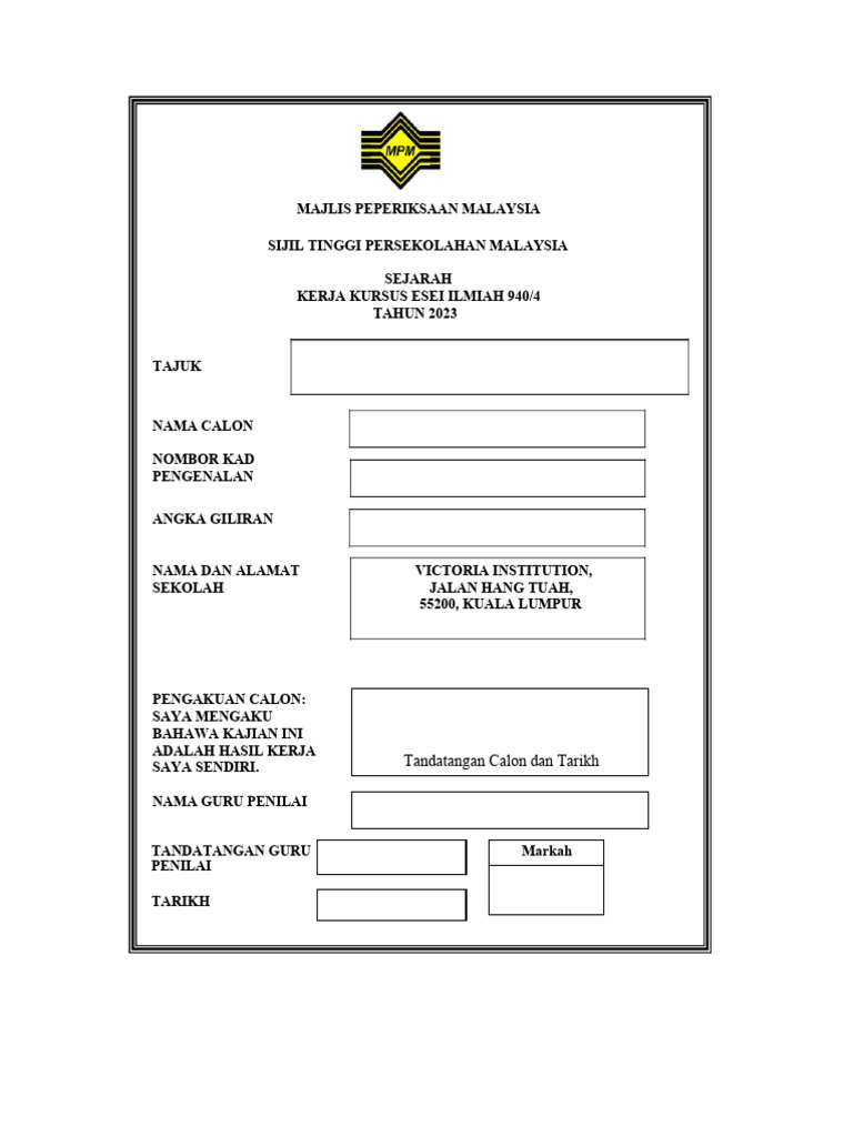 Borang KK Sej 2023 | PDF
